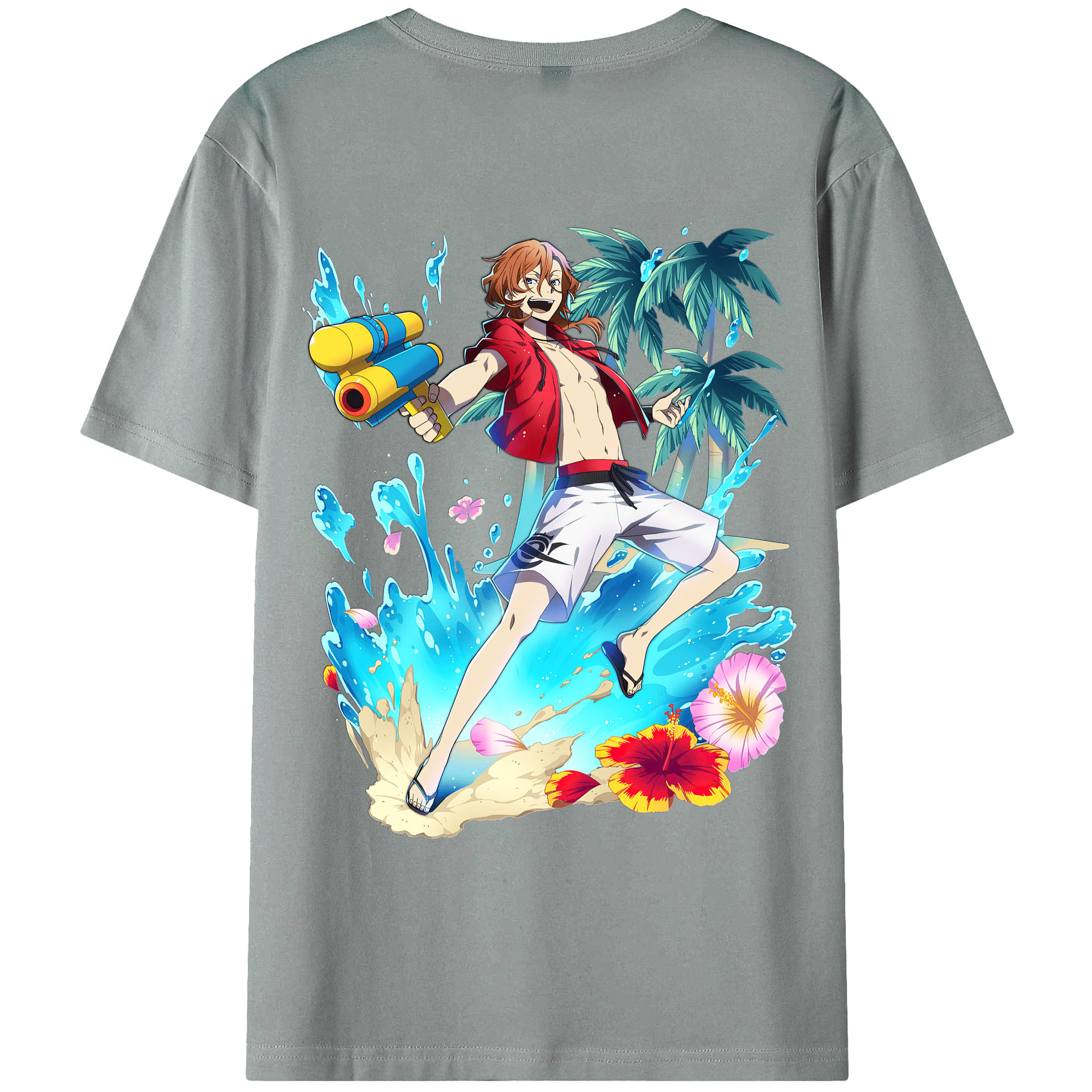 （画像用） 文豪ストレイドッグス Bungo Stray Dogs 綿100％ メンズ半袖Tシャツ（バックプリント） 通気性